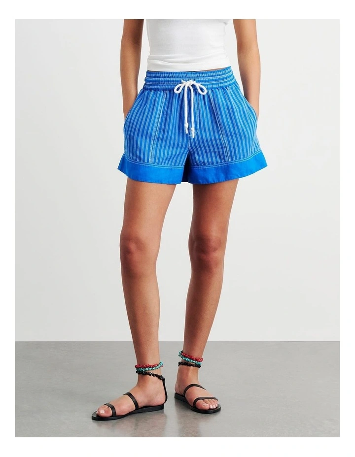 Gigi Stripe Pull On Short in Blue image 5