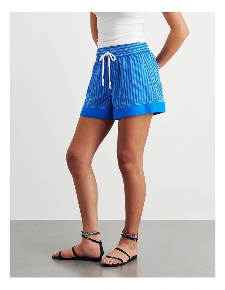 Gigi Stripe Pull On Short in Blue image 6