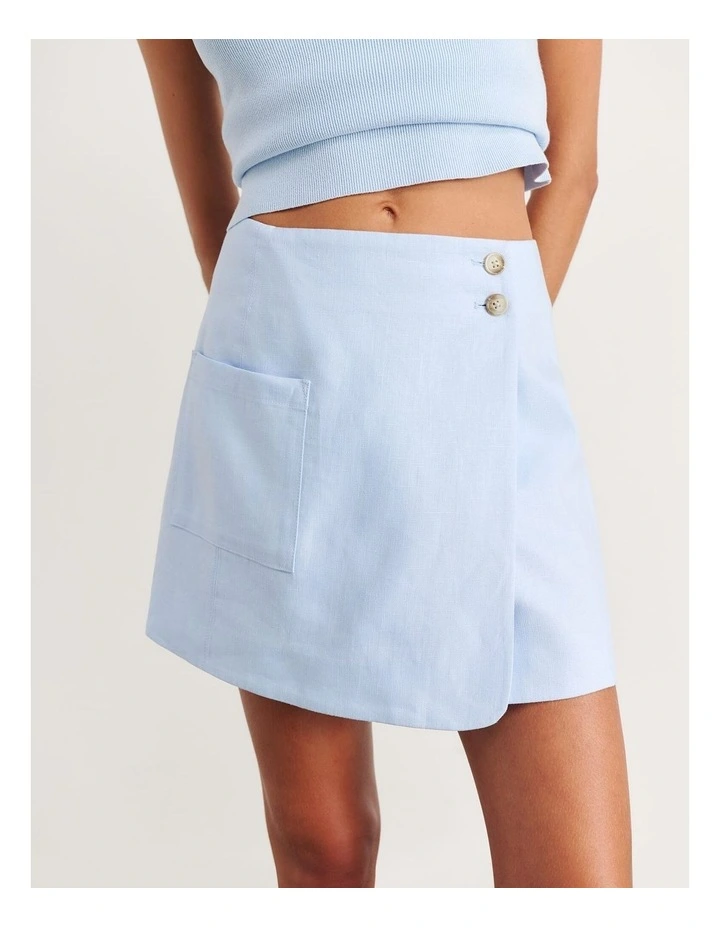 Kayla Linen Wrap Mini Skirt image 1