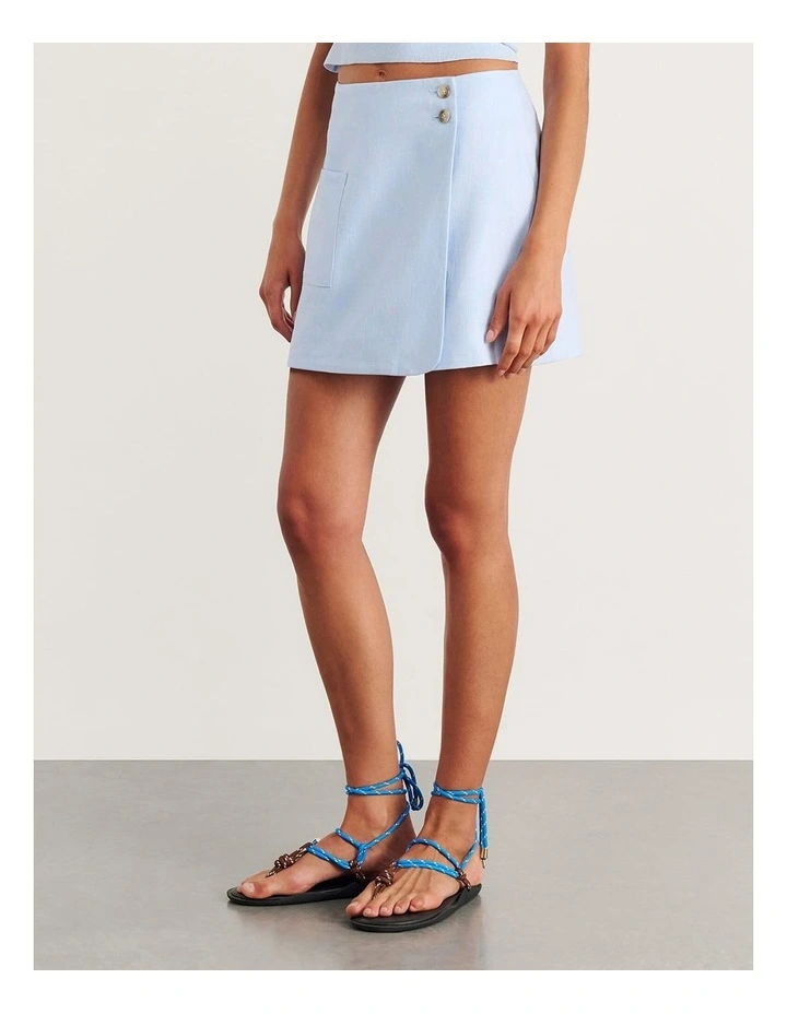 Kayla Linen Wrap Mini Skirt image 3