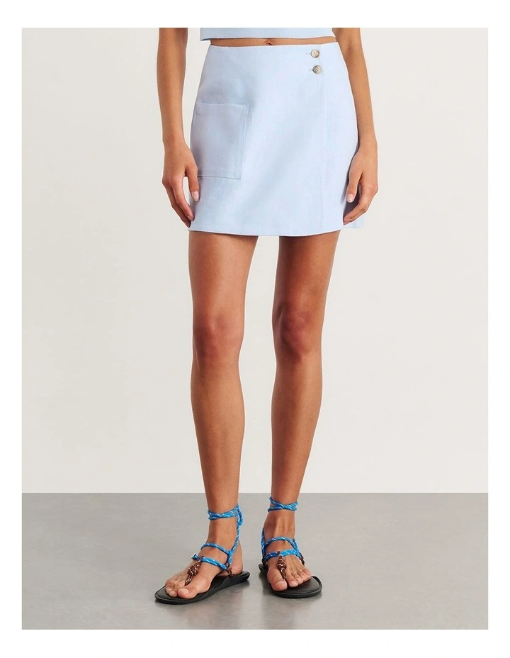 Kayla Linen Wrap Mini Skirt image 5