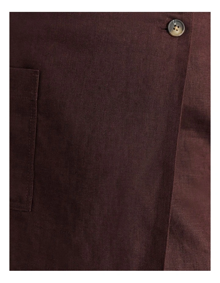 Kayla Linen Wrap Mini Skirt in Brown image 6