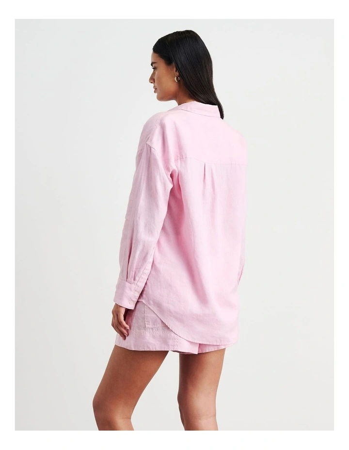 Gigi Linen Relaxed Shirt in Pink image 2