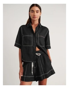 Gigi Relaxed Short Sleeve Shirt in Black