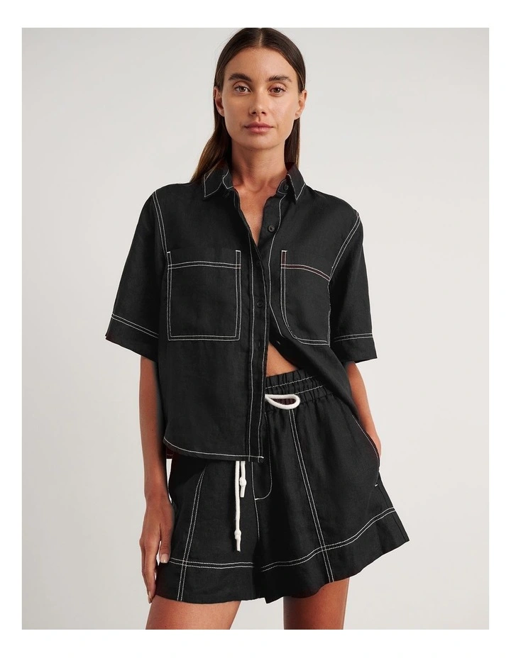 Gigi Relaxed Short Sleeve Shirt in Black image 1
