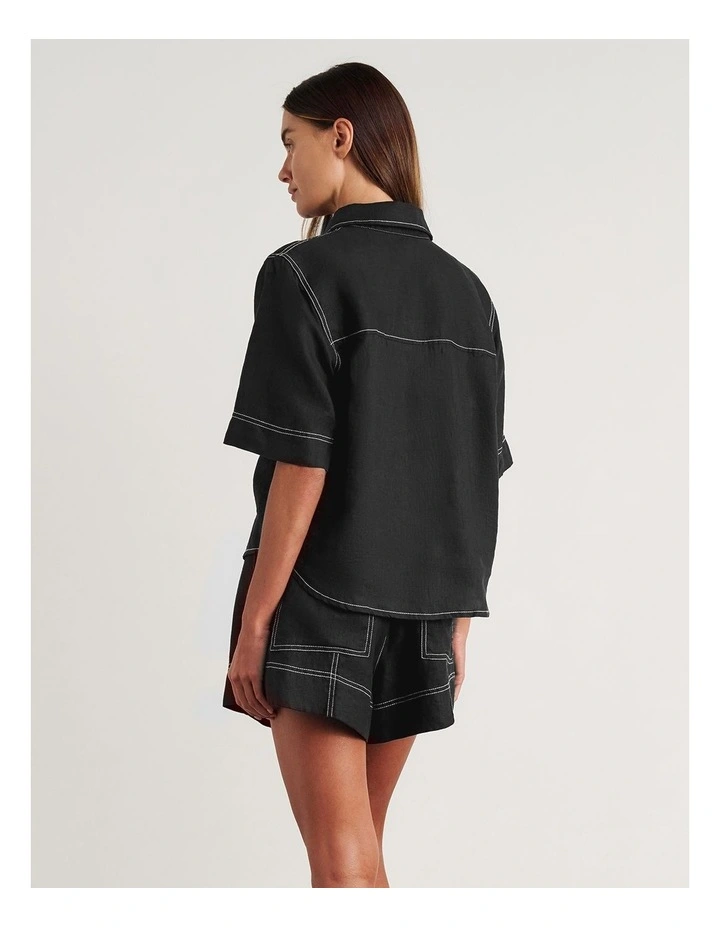 Gigi Relaxed Short Sleeve Shirt in Black image 2