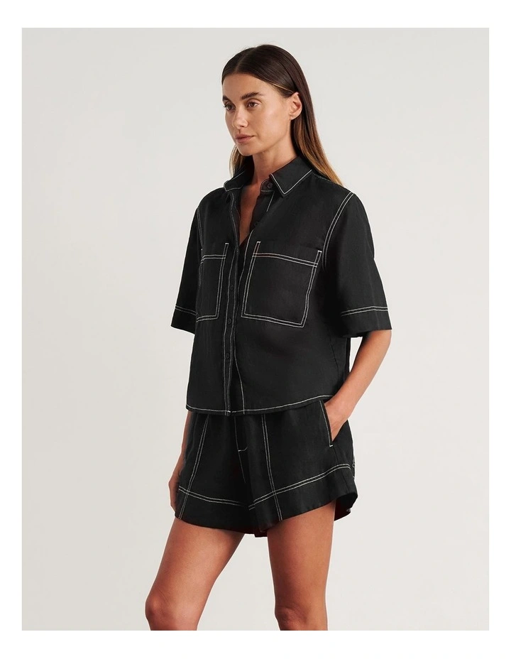Gigi Relaxed Short Sleeve Shirt in Black image 3