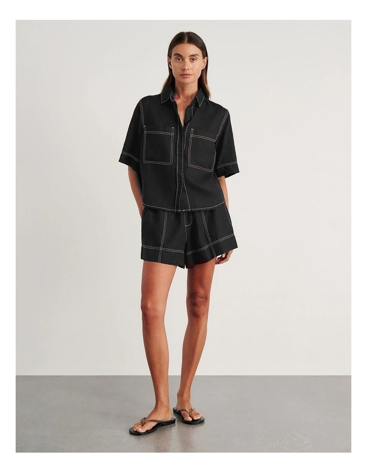 Gigi Relaxed Short Sleeve Shirt in Black image 4