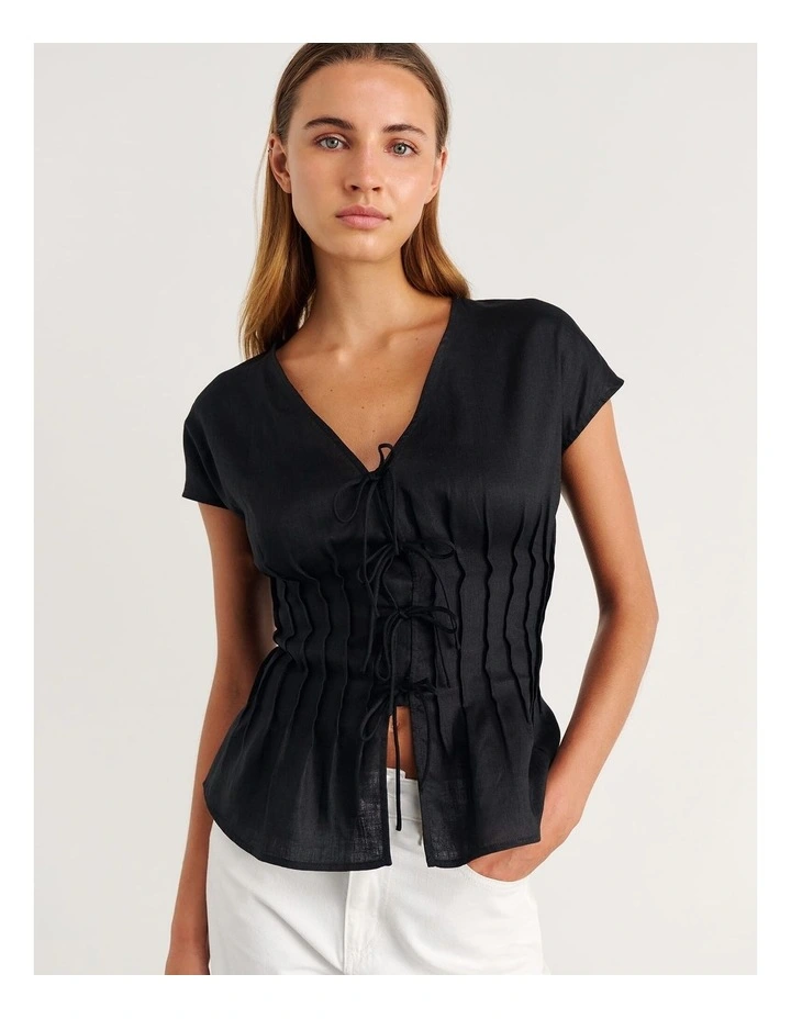 Delphine Pintuck Linen Blouse image 1