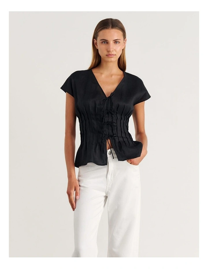 Delphine Pintuck Linen Blouse image 4