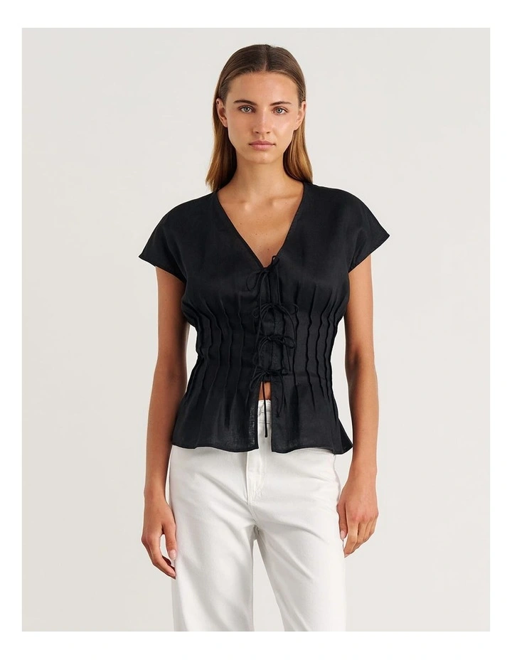 Delphine Pintuck Linen Blouse image 5