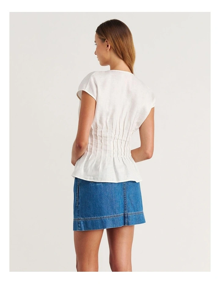 Delphine Pintuck Linen Blouse in White image 2