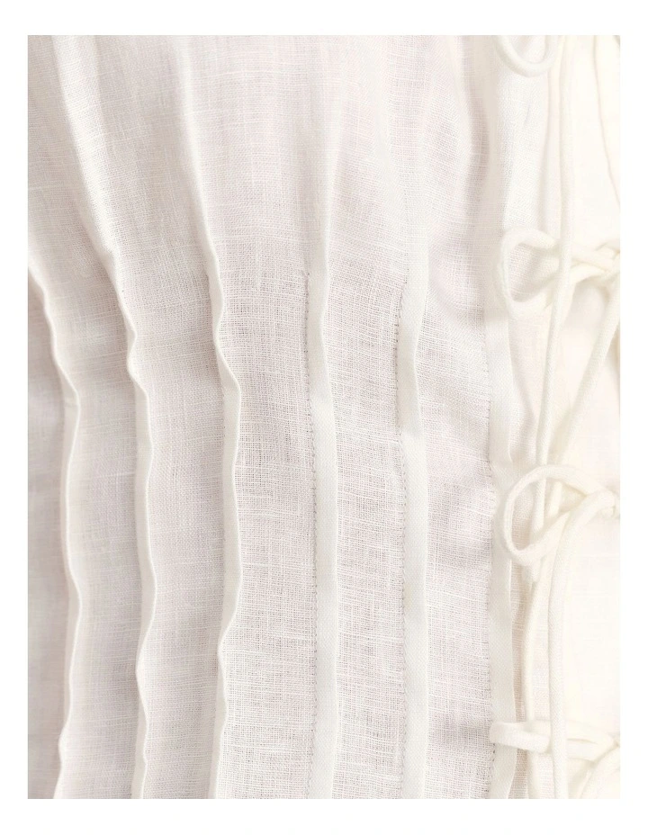Delphine Pintuck Linen Blouse in White image 6