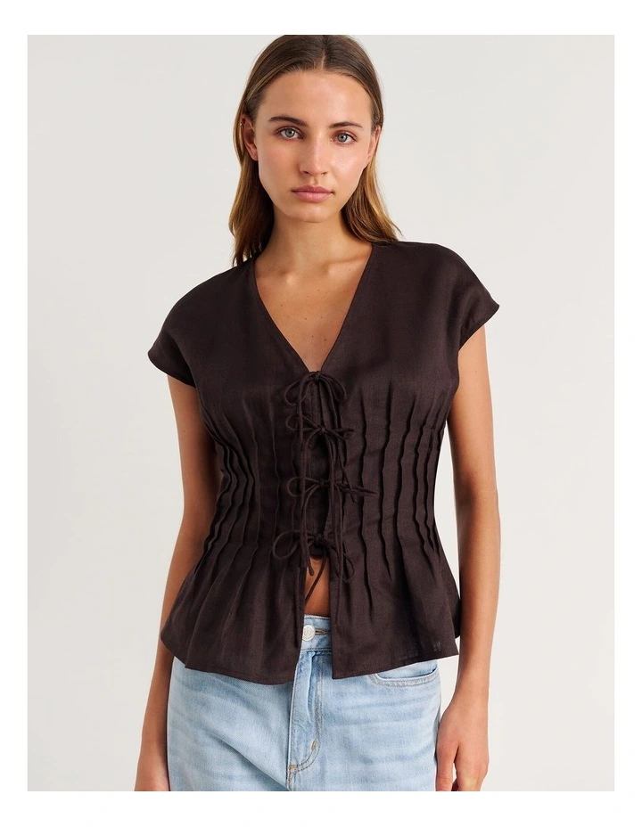 Delphine Pintuck Linen Blouse image 1
