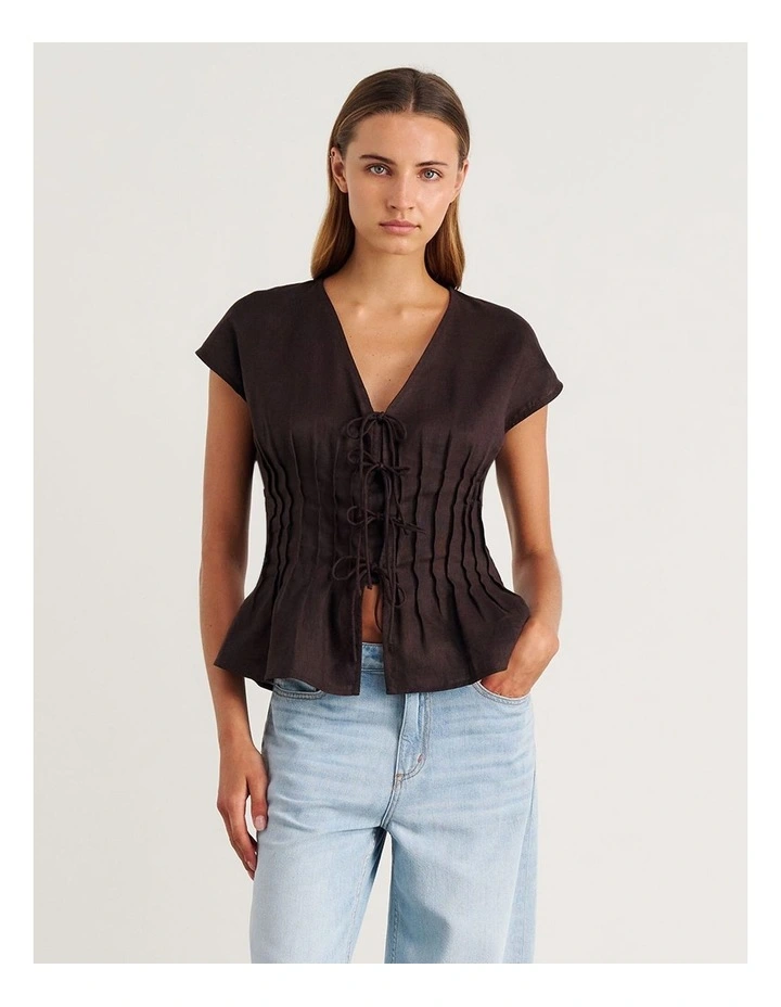 Delphine Pintuck Linen Blouse image 4