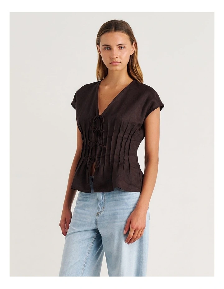 Delphine Pintuck Linen Blouse image 5