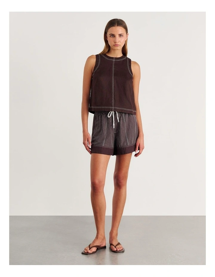 Ann Linen Open Back Top in Brown image 4