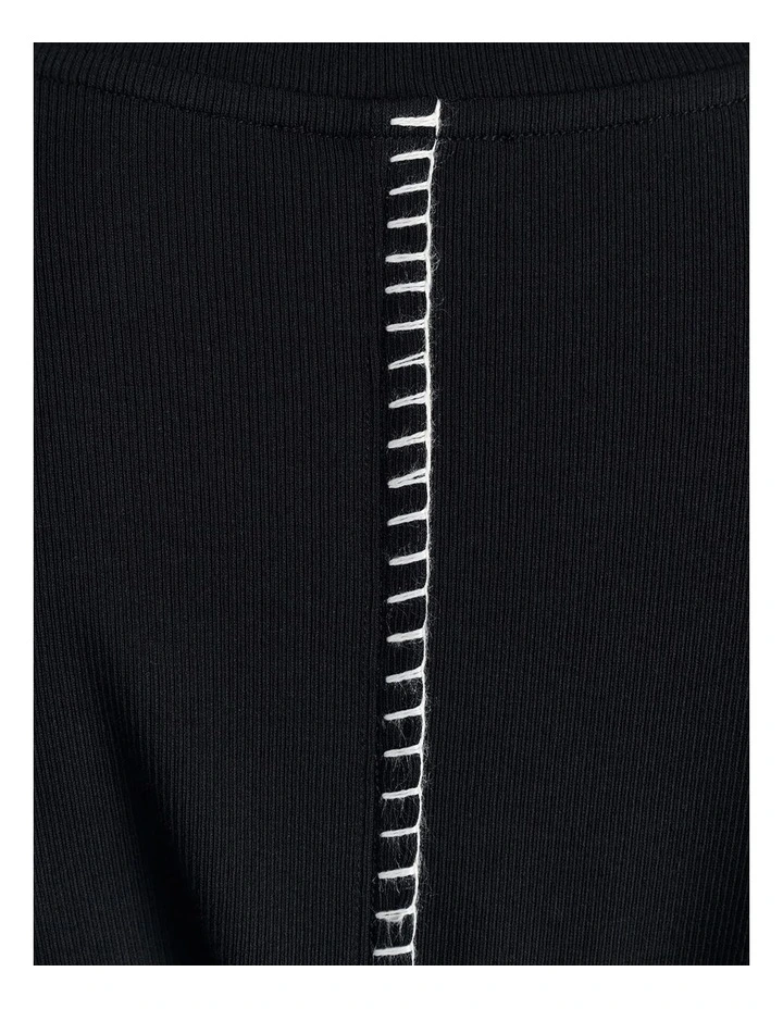 Celina Blanket Stitch Tee in Black image 7