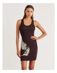 Roam Knit Mini Dress in Brown