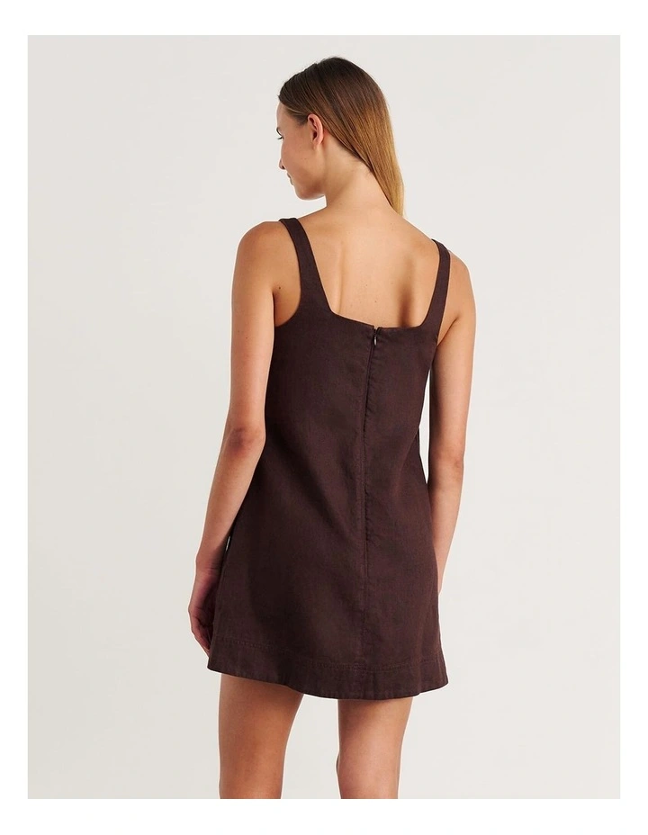 Kayla Linen Mini Dress in Brown image 2