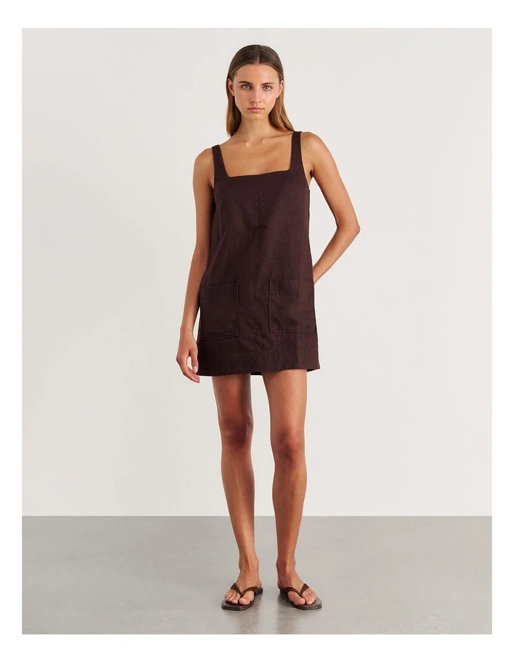 Kayla Linen Mini Dress in Brown image 5