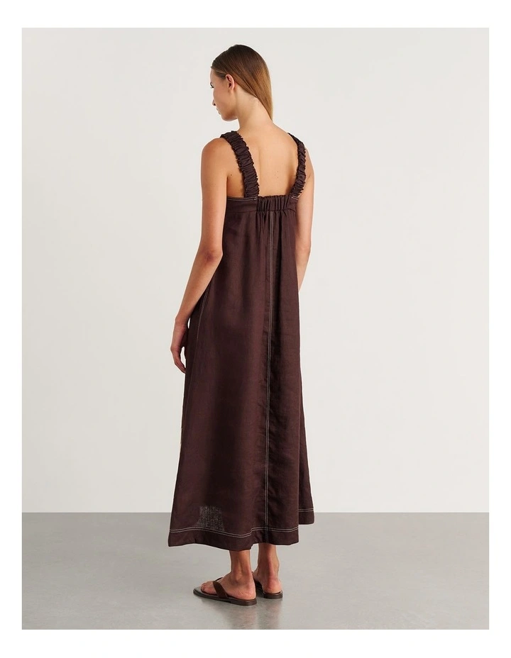 Roam Linen Maxi Dress in Brown Multi image 2