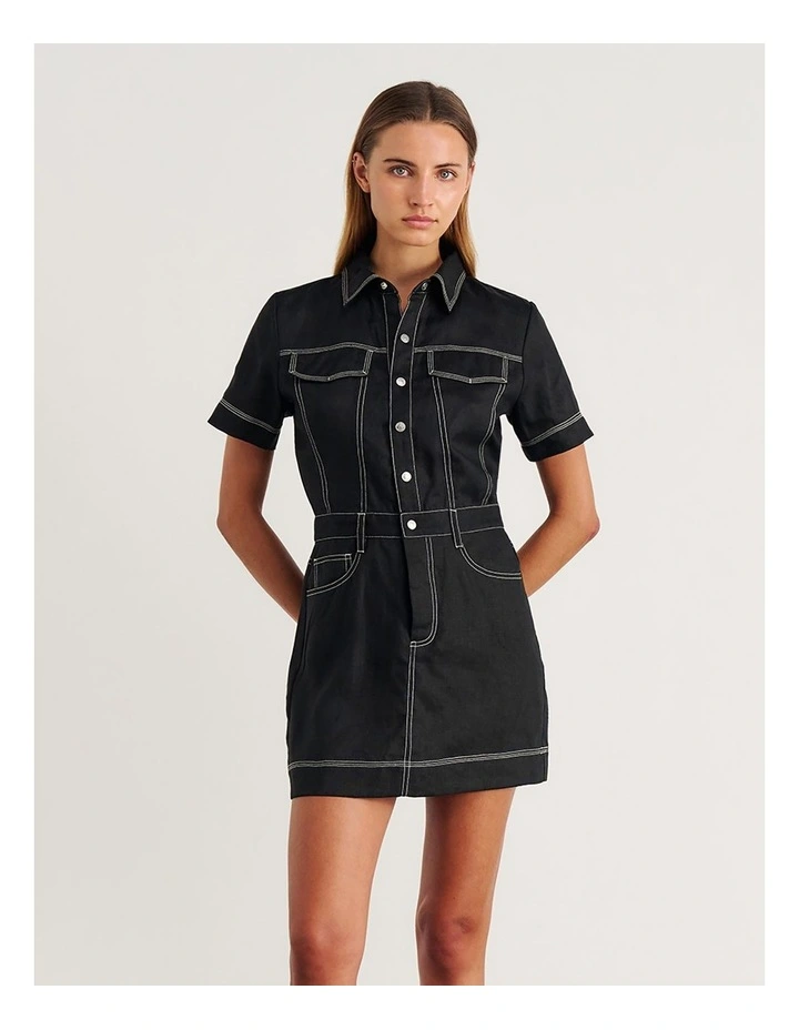 Stitch Cargo Mini Dress in Black image 1