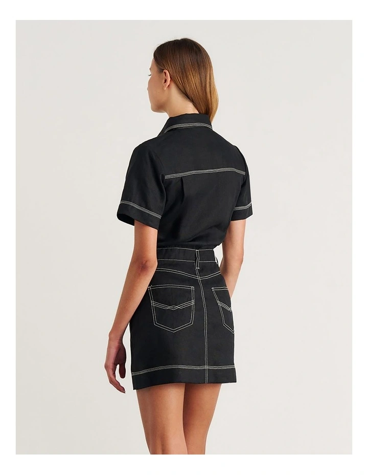Stitch Cargo Mini Dress in Black image 2