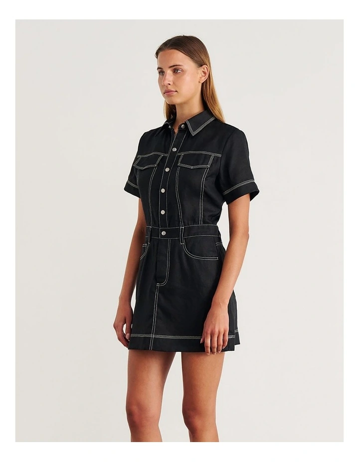 Stitch Cargo Mini Dress in Black image 3