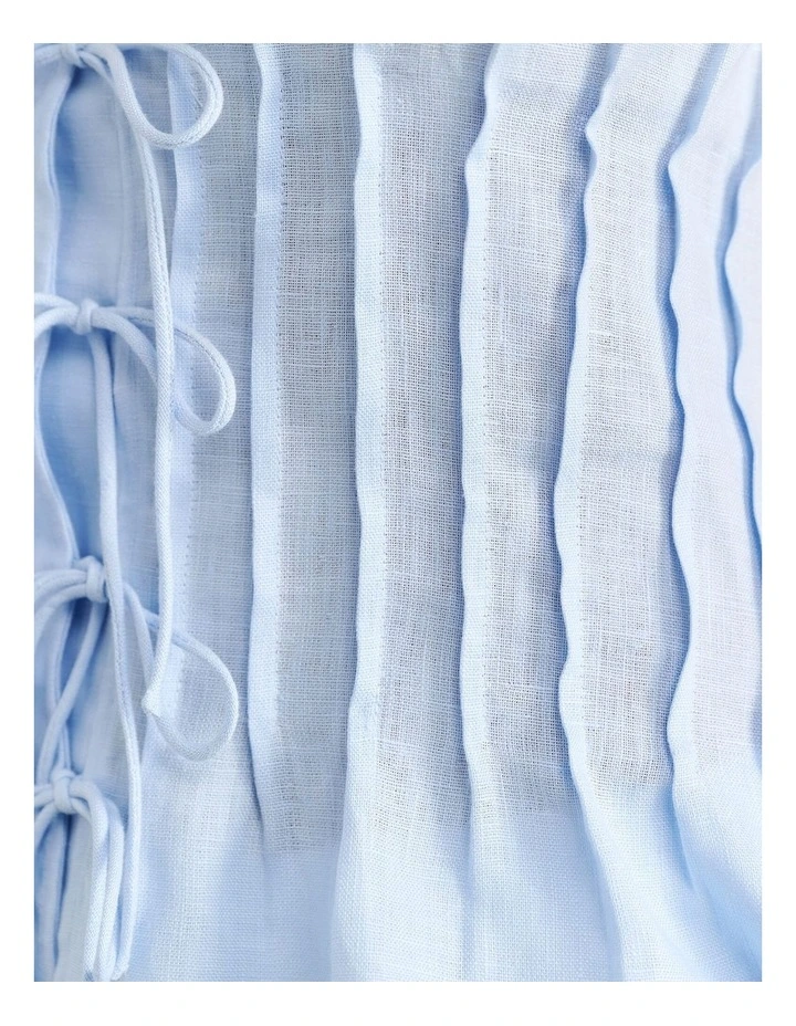 Delphine Pintuck Linen Blouse in Ice Blue image 7
