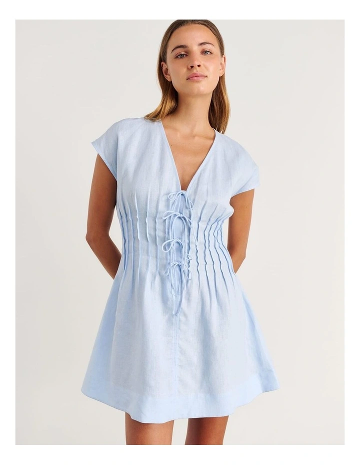 Delphine Pintuck Linen Mini Dress image 4