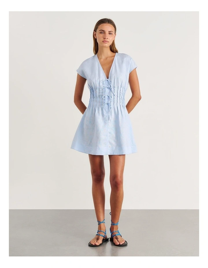 Delphine Pintuck Linen Mini Dress image 5