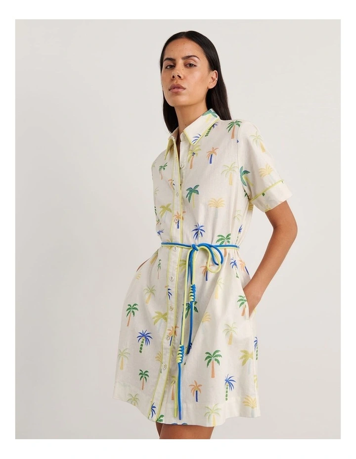 Palm Shirt Dress in Ivory/Multi image 1