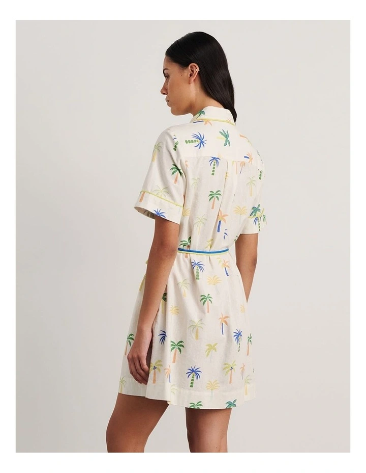 Palm Shirt Dress in Ivory/Multi image 2