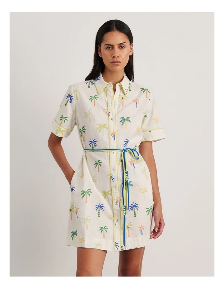 Palm Shirt Dress in Ivory/Multi image 5