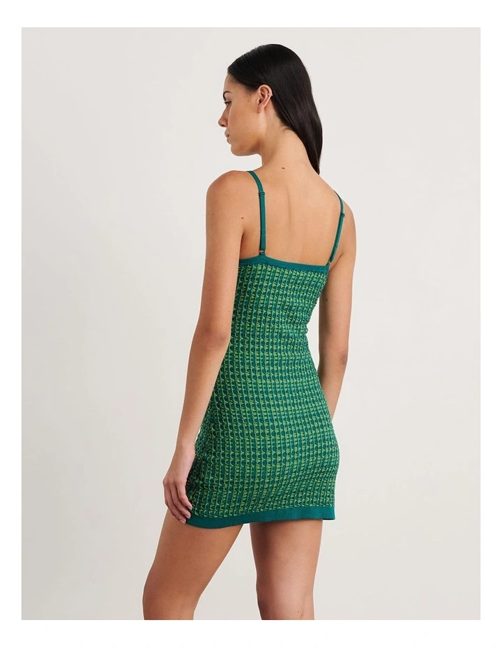 Kelly Contrast Knit Mini Dress in Green image 2
