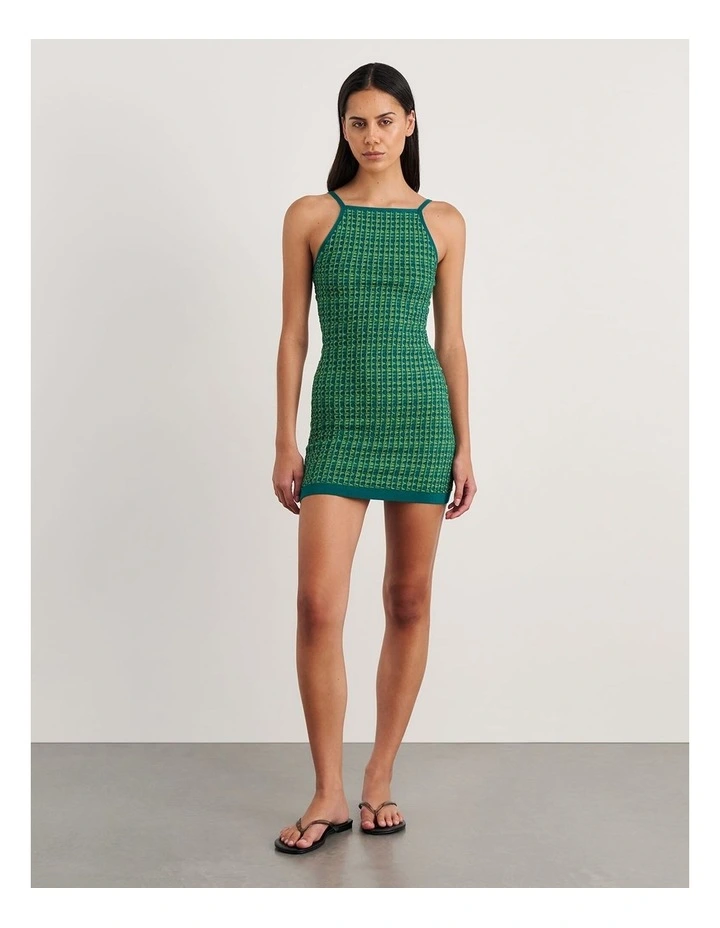 Kelly Contrast Knit Mini Dress in Green image 5