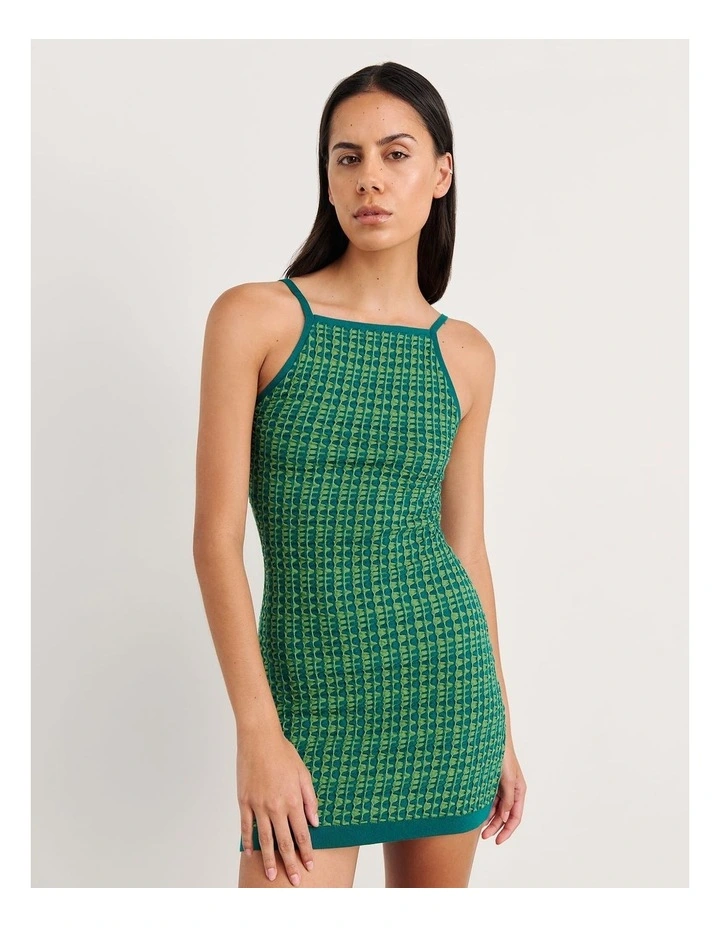 Kelly Contrast Knit Mini Dress in Green image 6