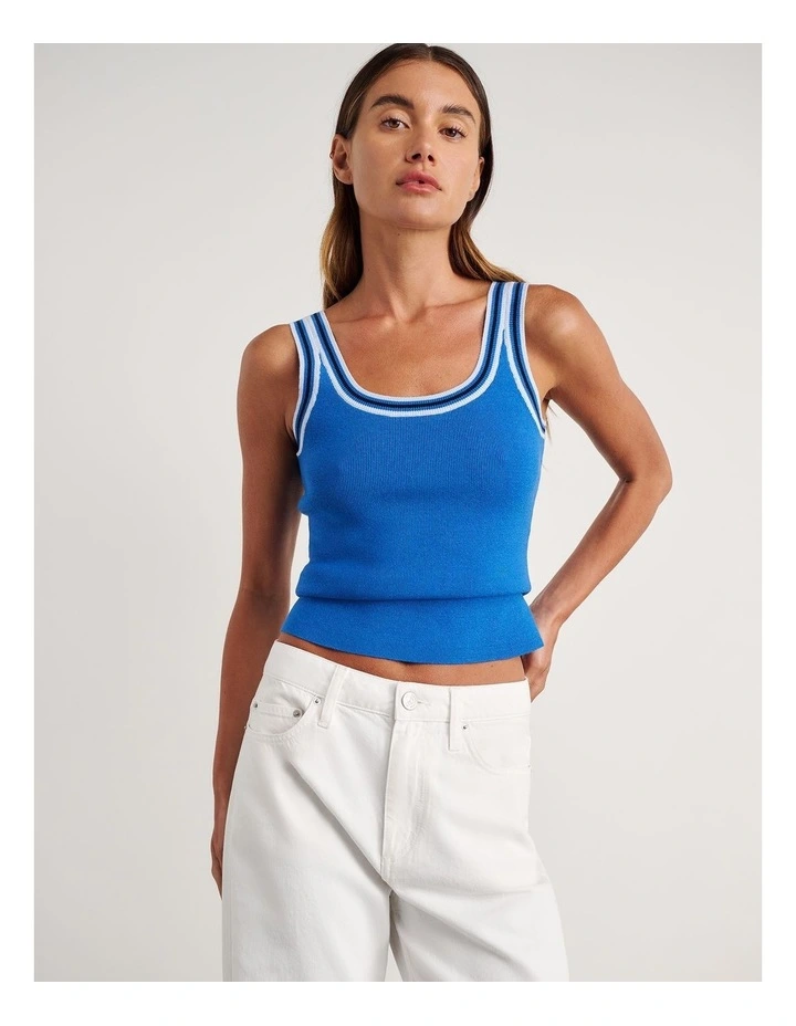 Lydia Stripe Knit Tank in Blue image 1