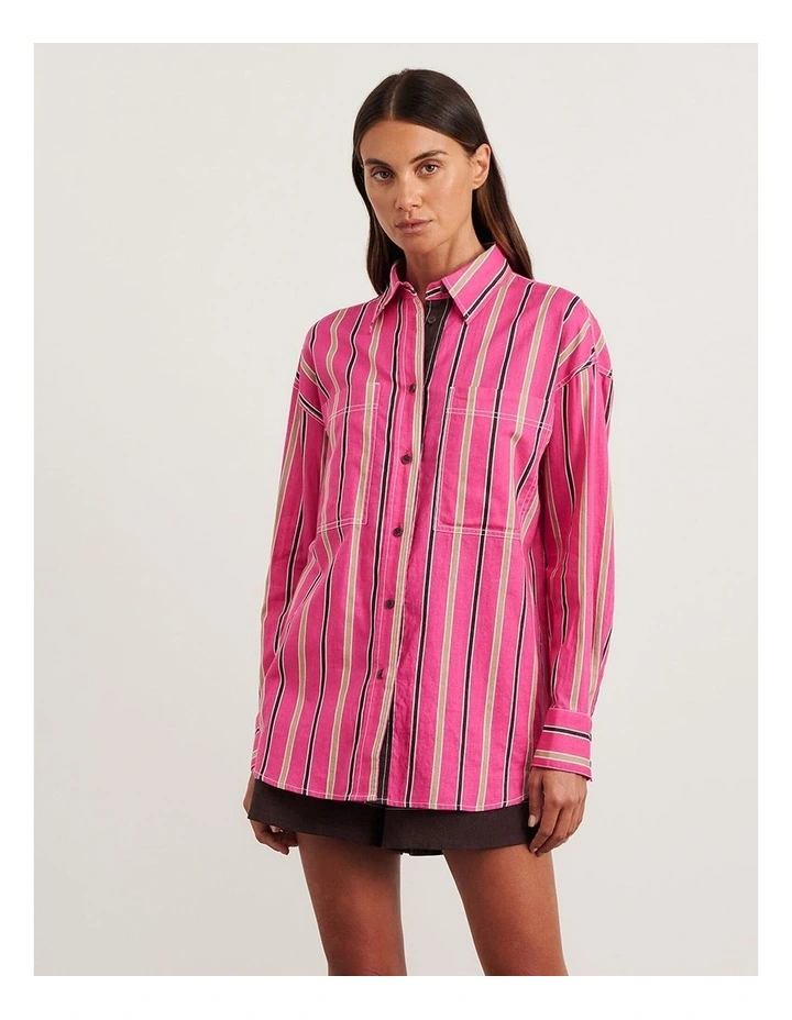 Winona Stripe Shirt in Pink image 4