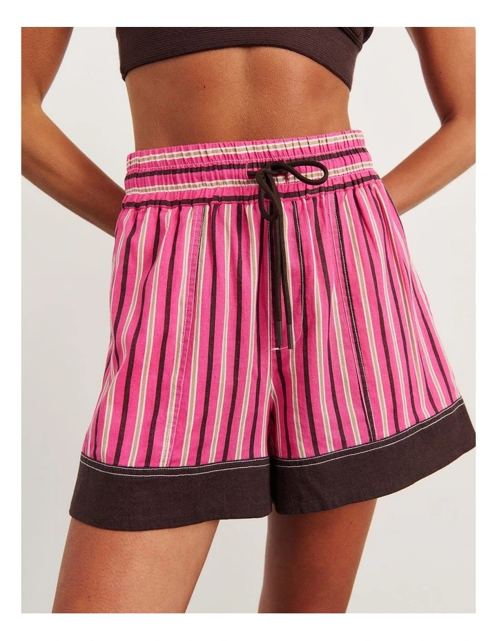 Gigi Stripe Pull On Short in Pink image 1