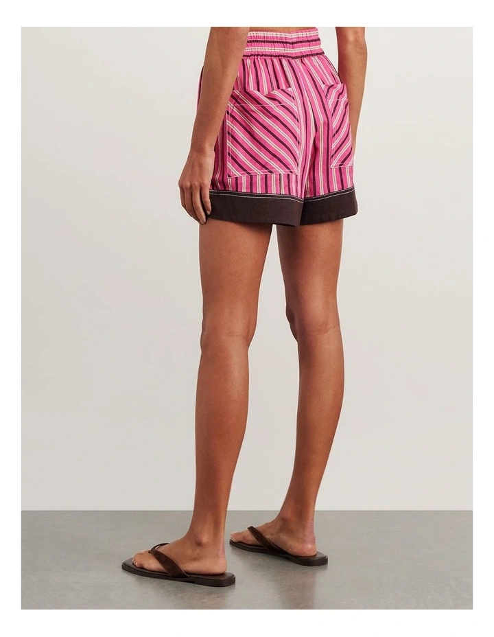 Gigi Stripe Pull On Short in Pink image 2