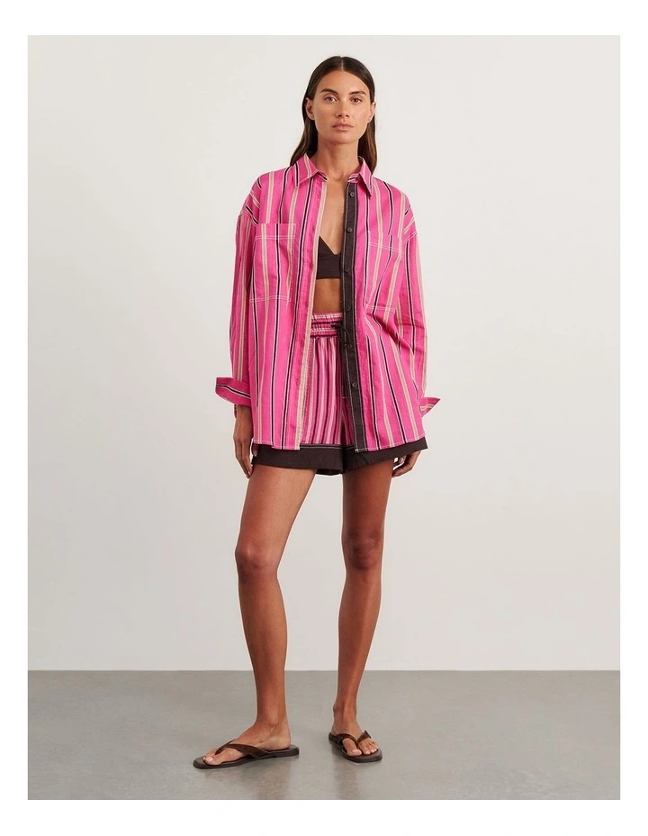 Gigi Stripe Pull On Short in Pink image 4