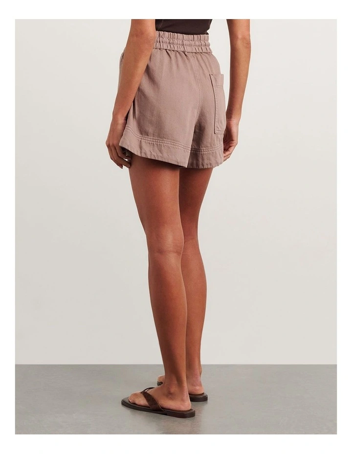 Loe Denim Pull On Short in Brown image 2