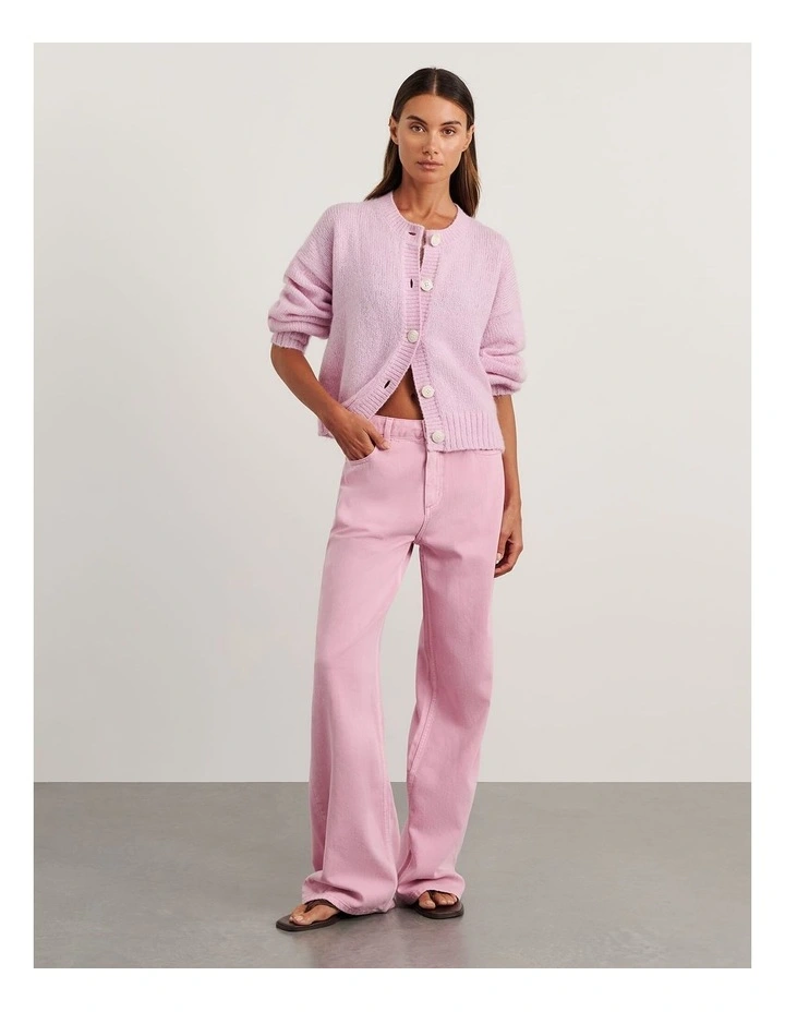 Lily Fluffy Knit Cardigan in Pink Frost image 5