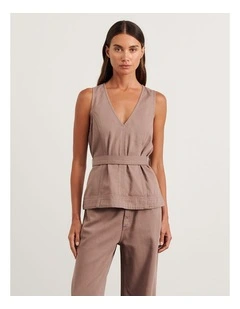 Loe Belted Top in Latte