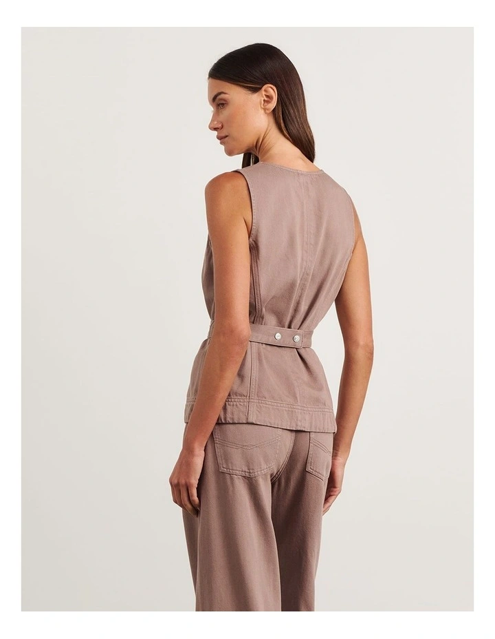 Loe Belted Top in Latte image 2