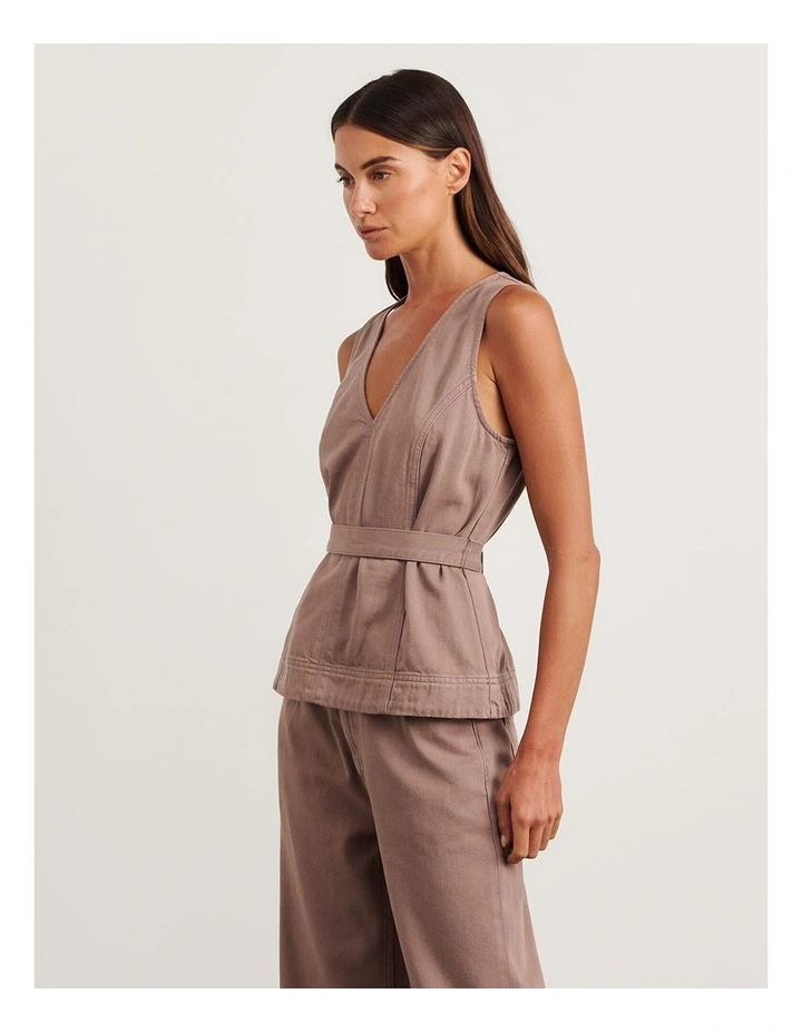 Loe Belted Top in Latte image 3
