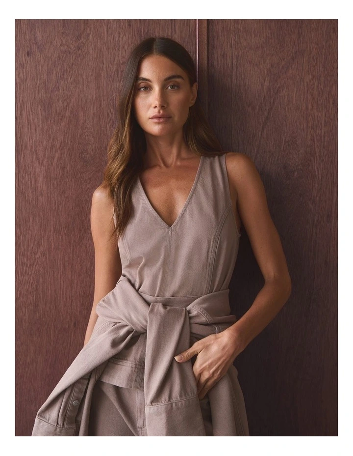 Loe Belted Top in Latte image 4