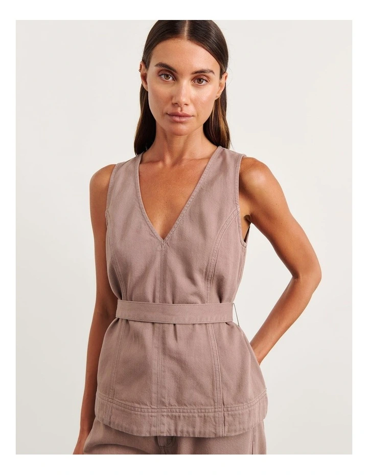 Loe Belted Top in Latte image 5